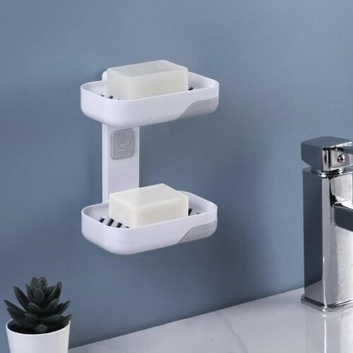 Punch-free Soap Box Sheet Dishes for Kitchen Trays Bathroom Tray Holder Wall Dish with Drain Storage Organizer Boxes Shelves