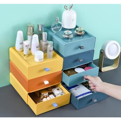 Drawer Makeup Organizer Cosmetics Storage Box Organizador Maquillaje Transparent Plastic Box Lipstick Jewelry Display Stand