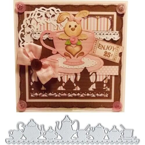 Julyarts Teapot New Cutting Background Dies for DIY Scrapbooking Card Stencil Paper Craft Handmade