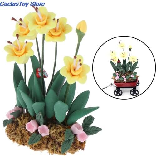 1Pc 1:12 Dollhouse Miniature Garden Ornament Green Plant Flower Garden Accessory