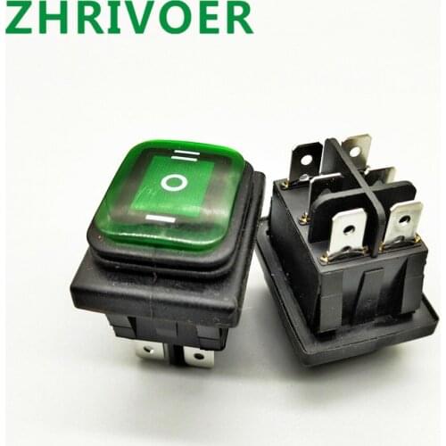 1pcs Kcd4-203 20A / 250VAC 30x22 waterproof rocker switch 6-pin DPDT on off on 12V 220V red green LED light rocker switch