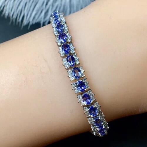 100% Natural Real Tanzanite Bracelet Free shipping 925 sterling silver Fine jewelry Tanzanite Bracelet