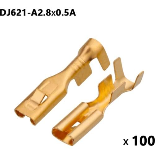 100 PCS 2.8 series plug socket DJ621-A2.8x0.5A automotive connector block copper terminal