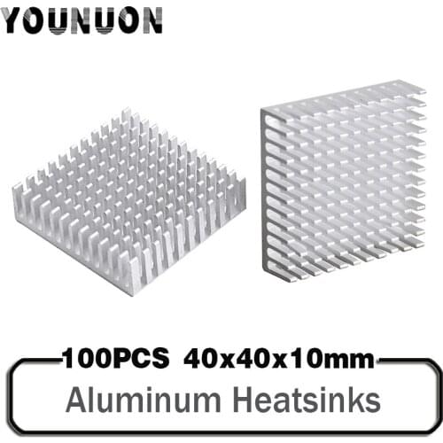 100Pcs YOUNUON Heatsink 40x40x11mm Golden Anodize Aluminum Heat Sink Radiator With 9448A 3M Tape