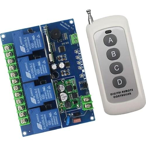 12V-48V 4 Channel Remote Control Switch for Light with Transmitter Switch