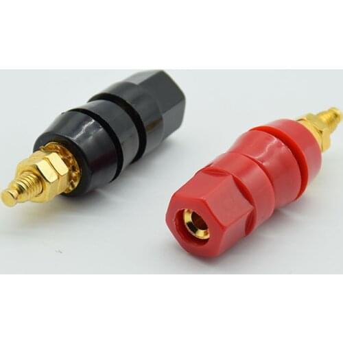 2pcs black red Terminals Red Black Connector Amplifier Terminal Binding Post Banana Speaker Plug Jack Adapter Socket