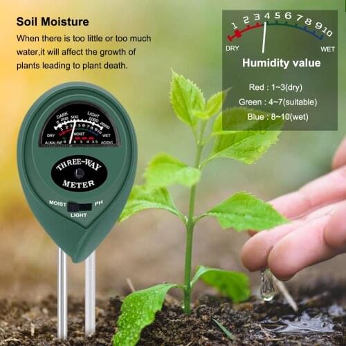 3 in1 Soil Water Moisture PH Meter Acidity Humidity Sunlight Light PH Test Garden Plants Flowers Moisture Testing Instrument