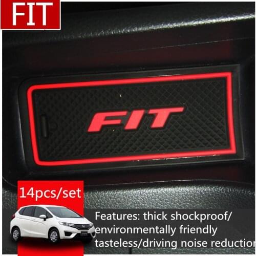 3D Rubber Mat Door Slot Pad Car Interir Anti Slip Mat Cup Cushion Dust mat Gate Slot Mat For Honda Fit 2014-2018 Car styling
