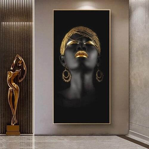 African Woman Black Hands Holding Golden Jewellery Art Paintings on The Wall Art Posters and Prints Pictures Home Decoration
