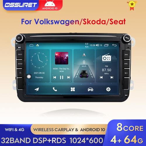 8 inch Android 10 RAM 4GB ROM 64GB Car Multimedia Player Player for VW Golf 5 Caddy Passa B6 Seat Leon GPS WIFI Car DVD
