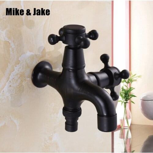 Free shipping black washing machine tap single cold wall tap little faucet moppool tap with two function garden mop faucet