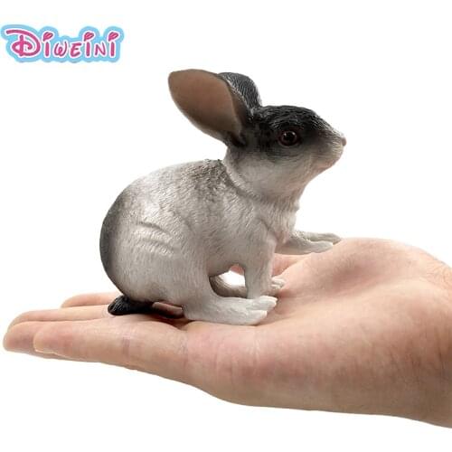 Simulation Big Grey White Rabbit Farm Animal Model Plastic figure home decoration accessories decor figurine Gift For Kids toy