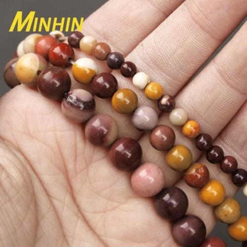 MINHIN Natural Egg Yolk Loose Stone Beads 4 6 8MM Pick Size for For Jewelry DIY Making Bracelets Wholesale