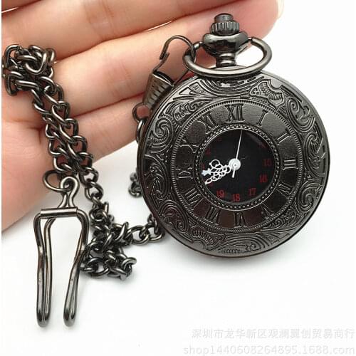 Black Classic Double Pocket Watch Vintage Necklace Antique Pocket Watch for Men and Women