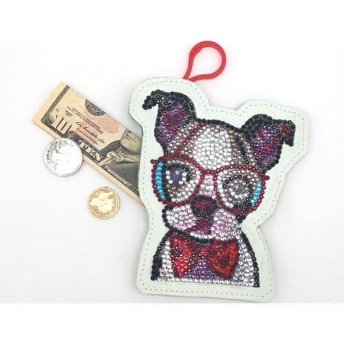 DIY Special Shaped Diamond Painting Wallet Glasses Dog Girl Coin Purse Pendants Gifts Keychain Small Purse Diamond Embroidery