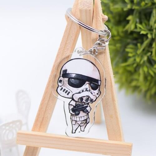 Star Wars Keychain Cute Double Sided Stormtrooper BB-8 Key Chain Pendant Acrylic Anime Accessories Cartoon Key Ring DBS1P