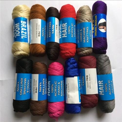 Factory Wholesale 27 Bundles Brazilian Wool Hair Yarn Low Temprature Flame Retardant Synthetic Fiber for Braiding