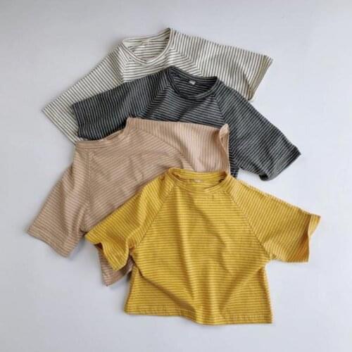 2021 New Kids Girls T Shirt Summer Baby Boys Cotton Stripe Tops Toddler Tee Clothes Children Clothing Kids Short Sleeve T-shirts