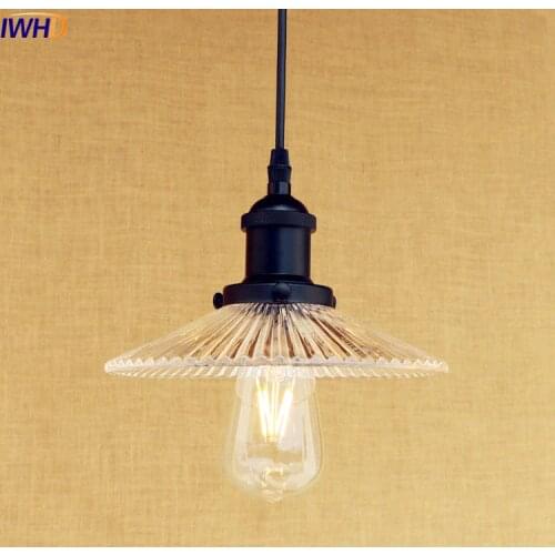 IWHD Loft Style Retro LED Pendant Light Fixtures Hanglamp Lampara Edison Industrial Lighting Vintage Lamp Galss Lampshade