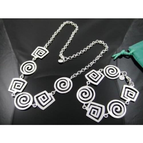 Wholesale fashion jewelry Set,M925 Stamped M925 Silver color Necklace and Bracelet . Nice Jewelry. Good Quality S46