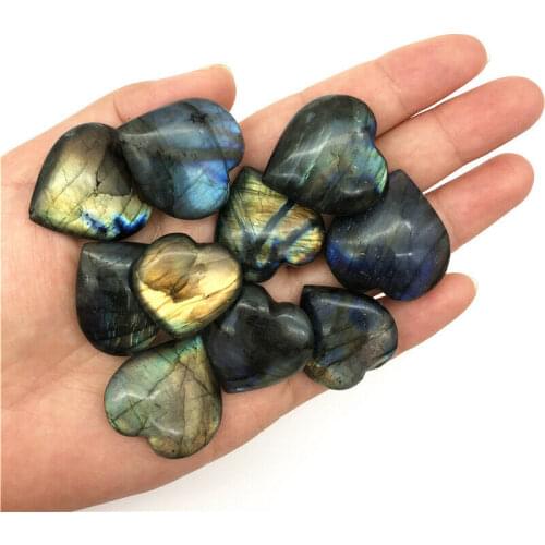 Beautiful Color Natural Labradorite Heart Shape Crystal Moonstone Tumbled Stone Reiki Healing Decor Natural Quartz Crystals