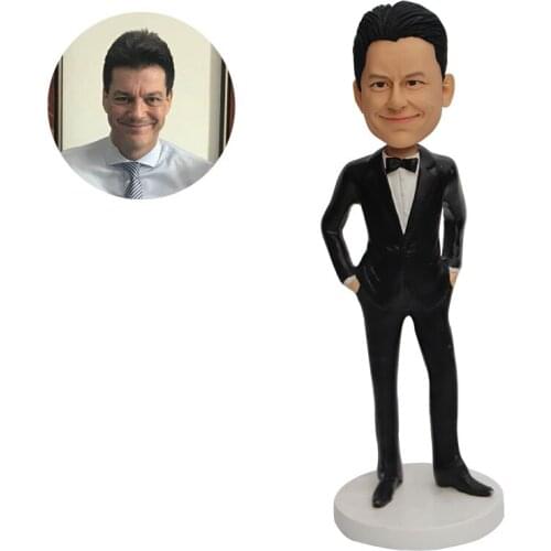 Handmade polymer clay dolls custom bobble head cake topper birthday cake topper gift home decoration statue sculpture