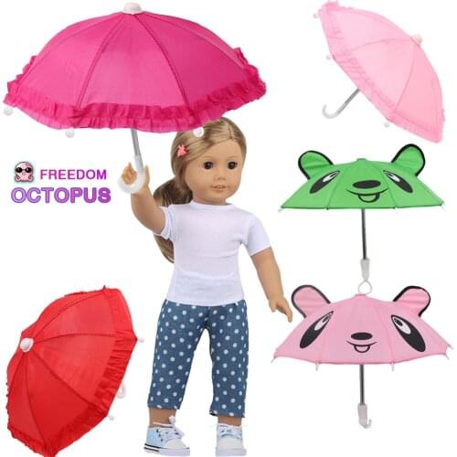 Cute Laciness And Bear Umbrella Doll Accessories 22cm Mini Doll Umbrella Rain Gear For 43cm New Reborn And 18 Inch American Doll