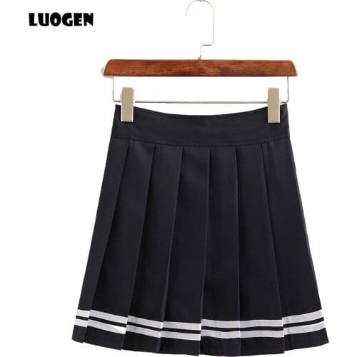 Kawaii Japanese School Girls Elastic Shorts Under Skirt Women Mini Pleated Saias Sailor JK Uniform High Waist Skirts Solid Color