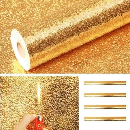 Multipurpose Golden Aluminum Foil Sticker Oil Proof Waterproof Paper Kitchen Backsplash Wallpaper Stove Cabinet Liner Decor Self