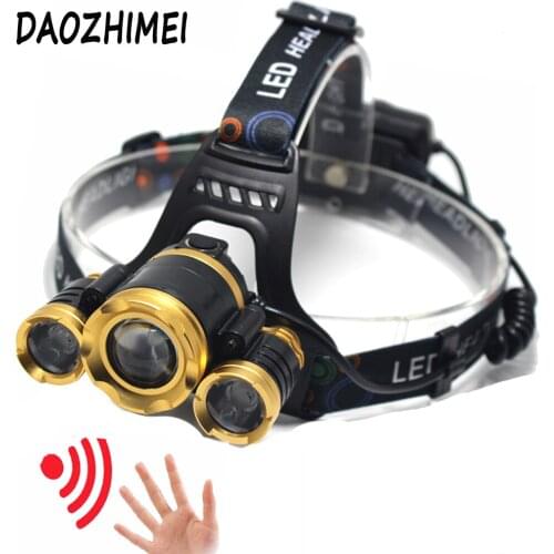 8000 Lumen IR InductionUSB powerful led headlamp Headlight XML T6 head lamp Head Flashlight 18650 Rechargeable Torch