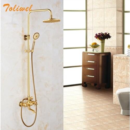 New Arrival Totally Brass Bathroom shower set Rainfall 8 inch Shower Head Mixer Tub Faucet Shower Set Luxury 1G11001