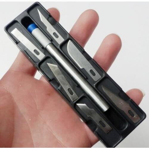 Non-Slip Metal Scalpel Knife Tools Kit Cutter Engraving Craft knives + 6pcs Blades Mobile Phone PCB DIY Repair Hand Tools