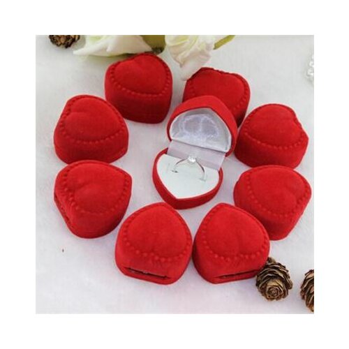 New Popular High Quality 10pcs Romantic Jewelry Packaging Red Heart Ring Gift Boxes Jewelry Supplies