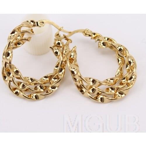 New 2021 7mm line width 25mm New line 3 colors Leisure sport Womens stainless steel jewelry birthday gift earrings retail LH968