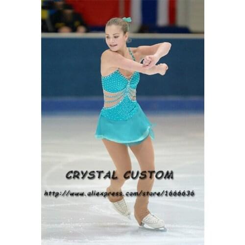 Custom Girls Figure Skating Competition Dresses Crystals Graceful New Brand Kids Ice Figure Skating Dresses DR3773