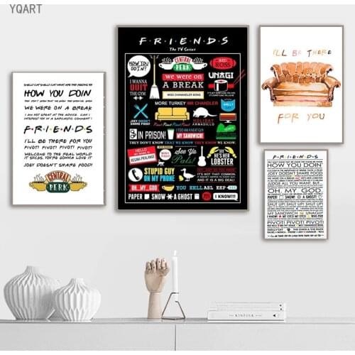 TV Show Friends Posters Print on Canvas Wall Art Paintings Pictures Mural Quotes for Modern Home Living Room Wall Decoration