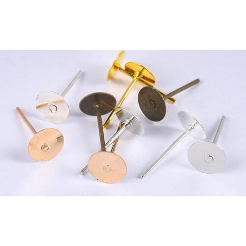 100Pcs/Lot Blank Post Earring Stud Base Pins Fit 3-10mm Cabochon Cameo Settings For Jewelry Making Supplies