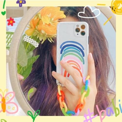 Rainbow Charms Lens protector Phone Case For iPhone12 11Pro Max XR Xsmax Cover 78plus SE2020 imd Impact Body Shell Protection