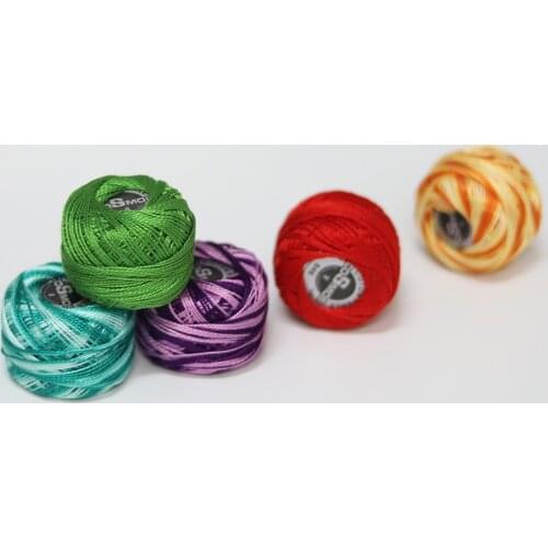 Size 8 Double Mercerized Long Staple Pearl Cotton Embroidery Thread Crochet Cross Stitch 43 Yards Ball 5 Grams 10pcs Box Set