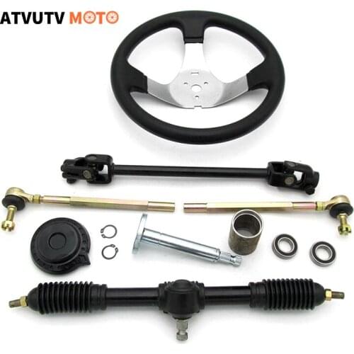 300mm Steering Wheel Assembly Gear Rack Pinion 390mm U Joint Tie Rod Knuckle Assy For Chinese 110cc Go Kart Quad Parts