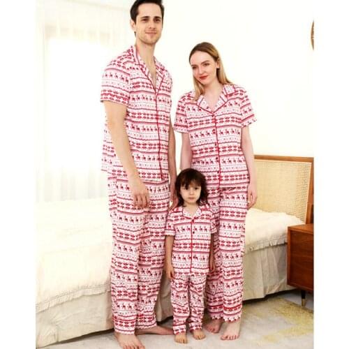 Family Matching Christmas Clothing Deer Christmas Pajamas Kids Sleepwear Baby Romper Outfits Men Women Short Sleeve Xmas Pijamas
