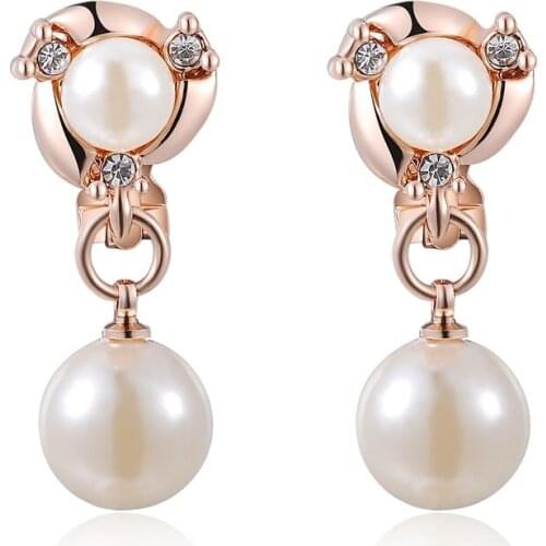 Big Pearl Drop Earrings Crystal Jewelry For Women Girlfriend Birthday Gift
