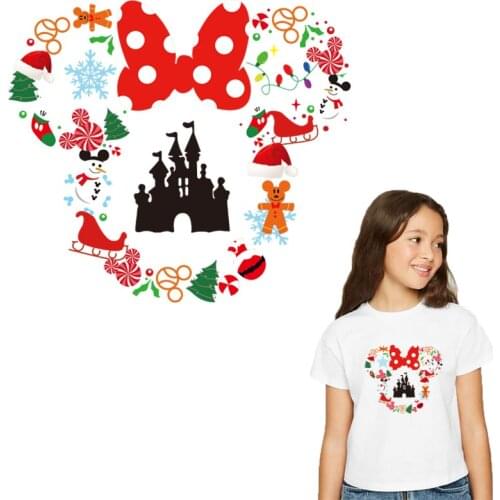 Cute Cartoon Christmas Iron On Patches For Clothing DIY Washable Kid T-shirt Hooides Thermal Sticker Heat Transfer Appliqued