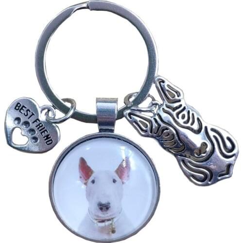 Staffordshire Bull Terrier Chow chow Dog Animal Keychain Time Gem Pet Lover Key Ring Men Male Women Trendy Cute Fashion Gift