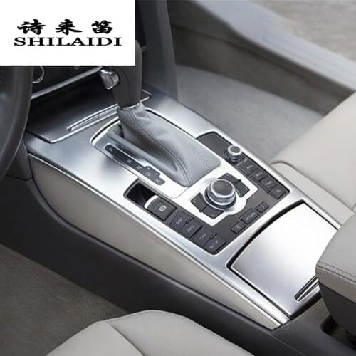 Car Styling Water Cup Holder cover Sticker Gear Shift Control Panel metal Frame Trim For Audi A6 c5 C6 Auto interior Accessories