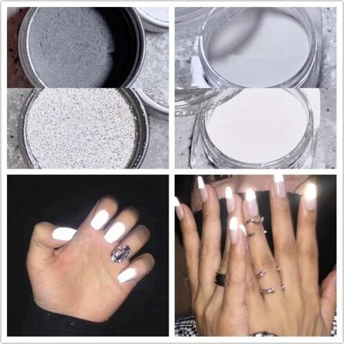 1 PC Shining Magic Grey White Reflective Nail Powder Decoration Manicure Disco Nail Glitter Dipping Powder Shimmer Pigment