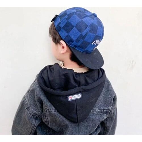 Spring Children Plaid Baseball Hat New Hip-Hop Snapback Hats Handsome Sunshade Cap Boys Girls Play Cool Casual Caps 3-4-5-6 Year