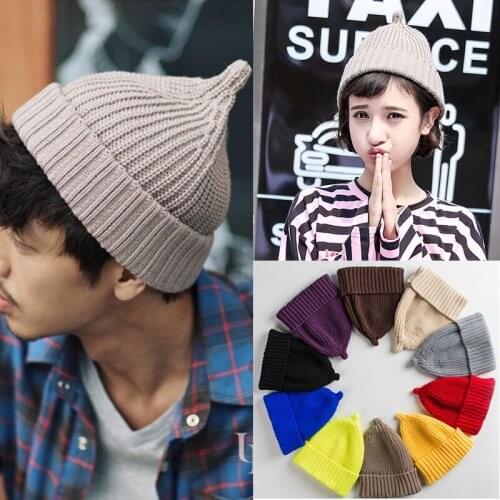 Soft Crochet Woman Man Pointed Hat Beanie Solid Color Warm Cap Autumn Winter Knitted Hats For Women Men Bonnet Caps