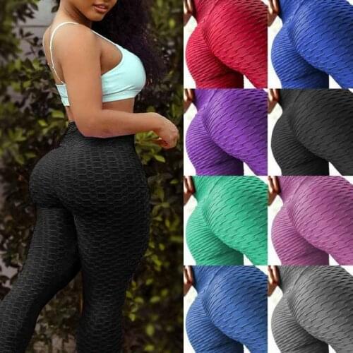 Fashion Womens Bubble Hip Butt Lifting Anti Cellulite Legging High Waist Workout Tummy Control Yoga Pants Tights Booty Lifter