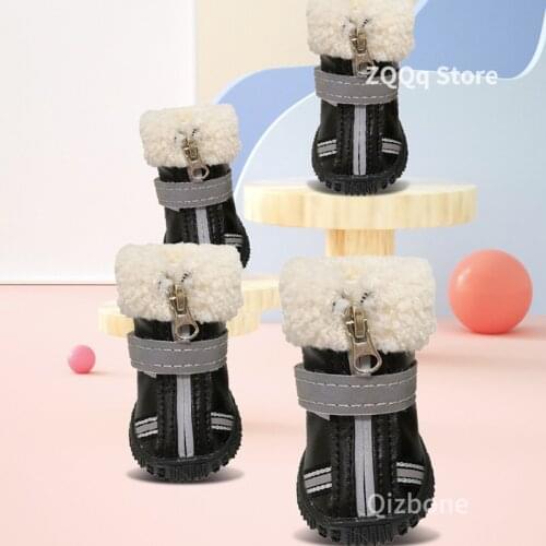 Winter Pet Dog Shoes Warm Snow Boots Leather Waterproof Cotton Shoes Small Dogs Non Slip Wear-Resistant For ChiHuaHua York Puppy